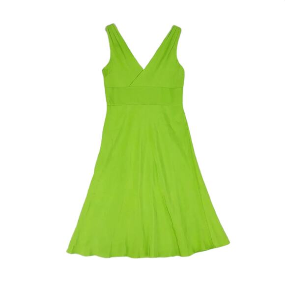 J CREW Sophia 100% Silk Green Fit & Flare A-Line Midi Dress, Sz 8P Wrap Front - Picture 4 of 4